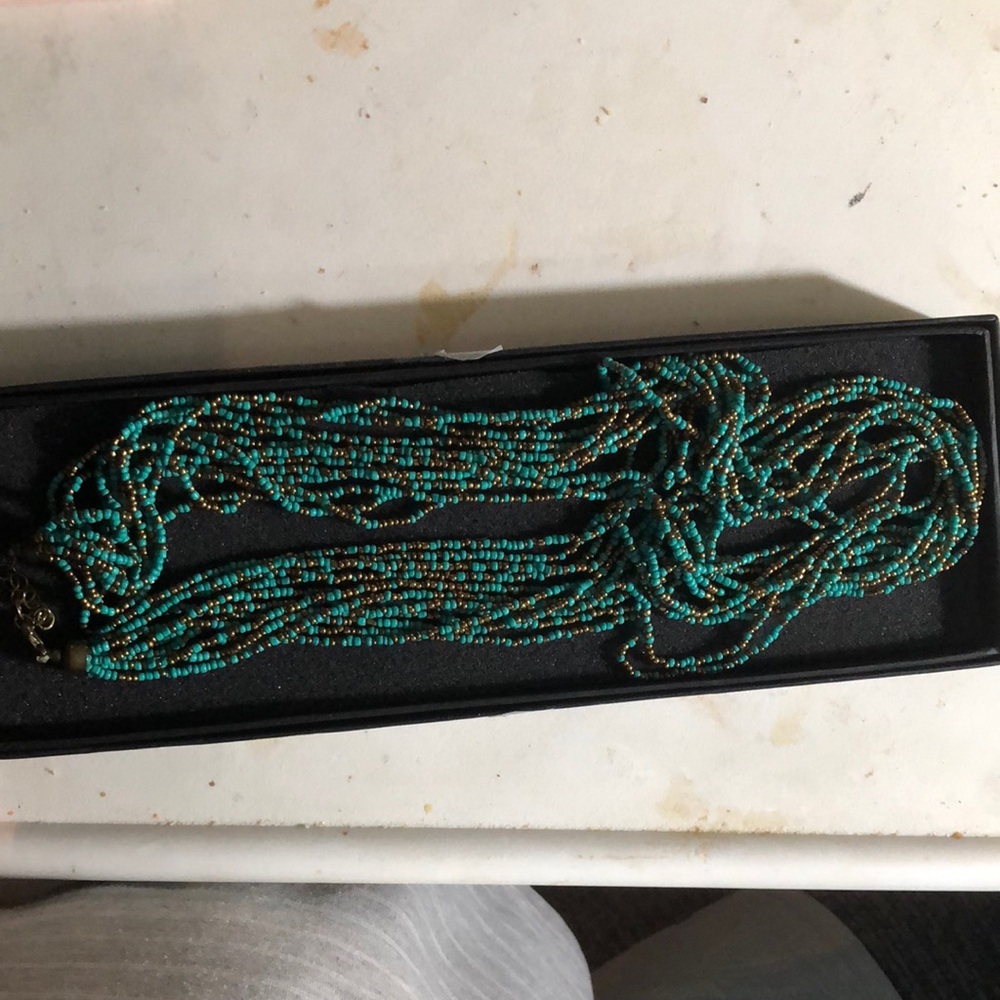 Turquoise and Gold Beaded Necklace